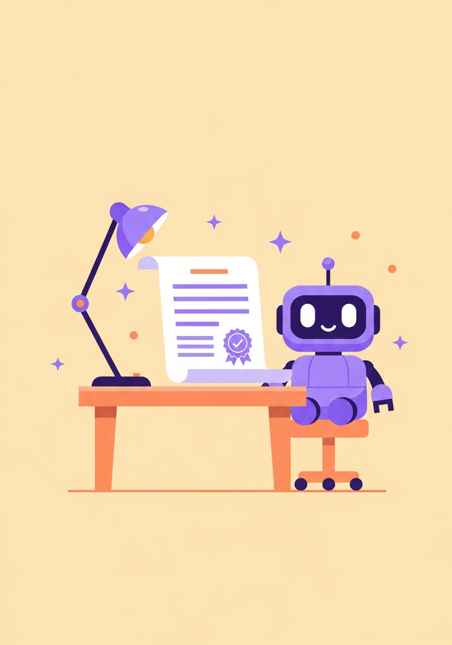 A friendly AI assistant at a desk drafting your appeal letter